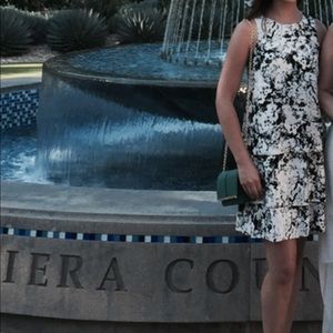 Banana Republic Black/White 3 Tiered Dress XS 00P